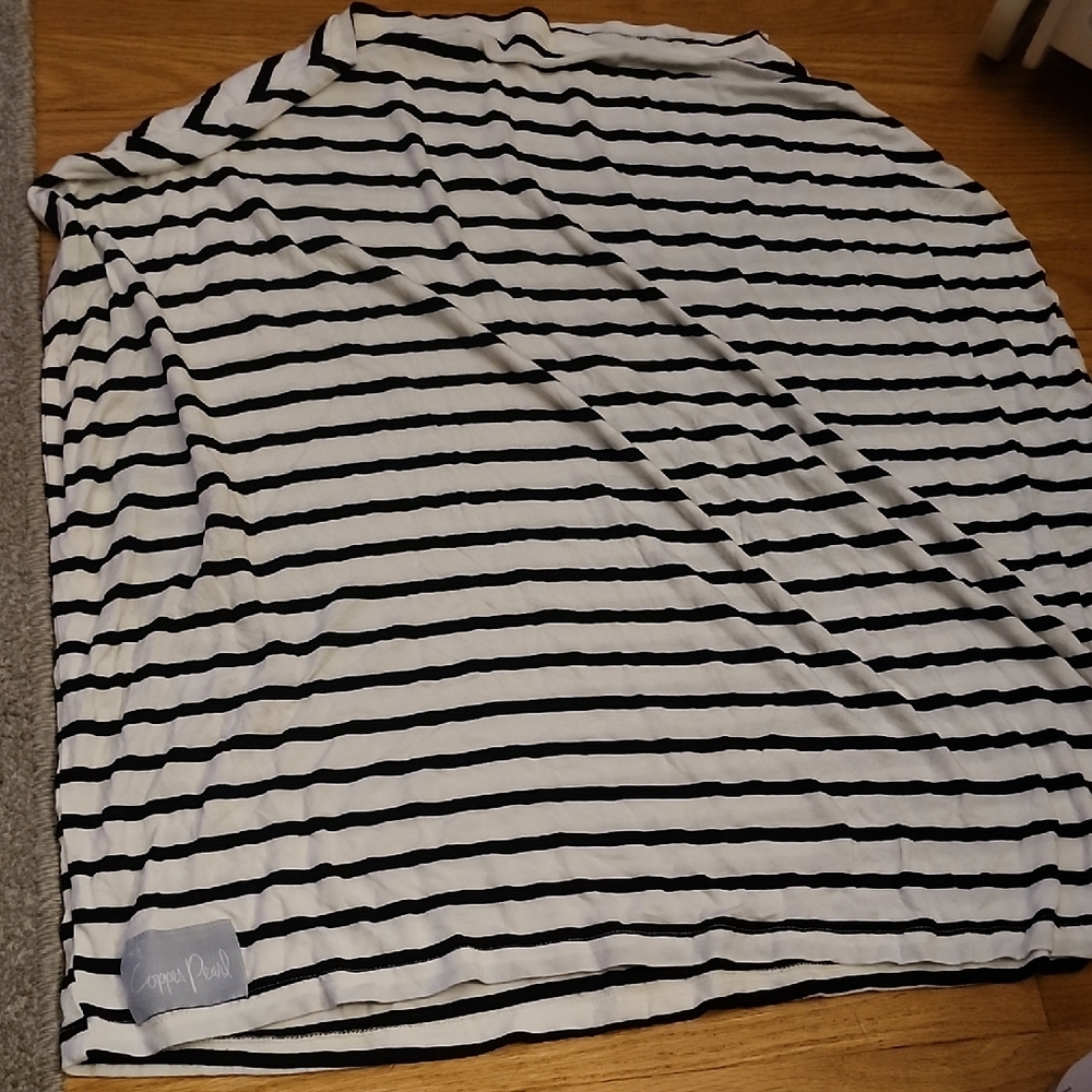 Copper Pearl Black and White Striped Nursing Cover Or Carseat Cover